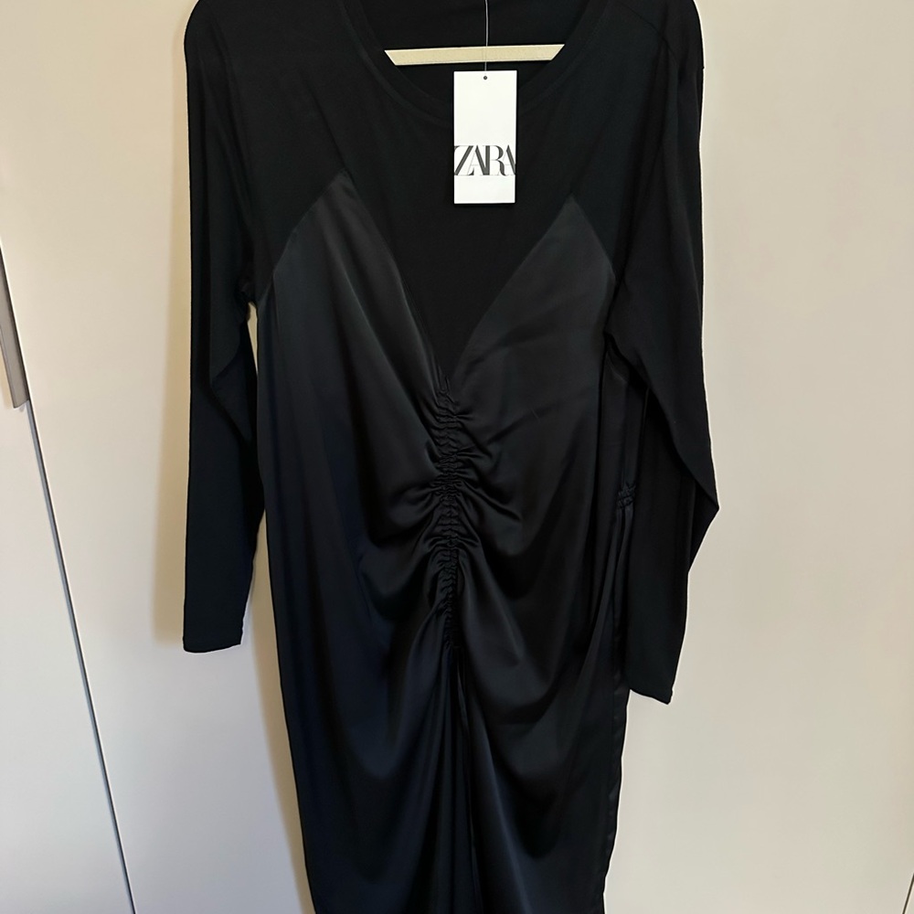 Zara Black Ruched Dress